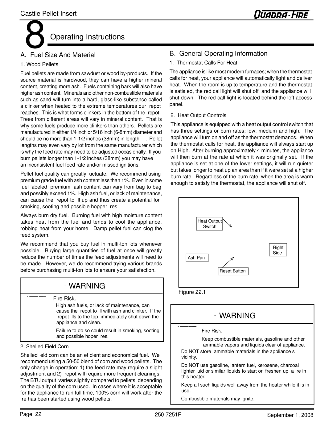 Hearth and Home Technologies 810-02901 (MBK) Operating Instructions, Fuel Size And Material, General Operating Information 