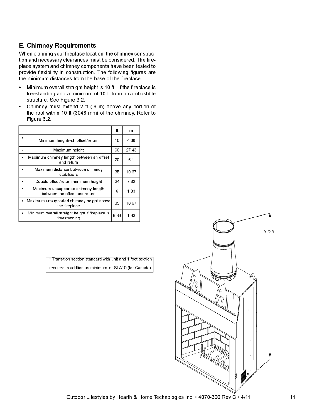 Hearth and Home Technologies CASTLEWOOD 42 owner manual Chimney Requirements 