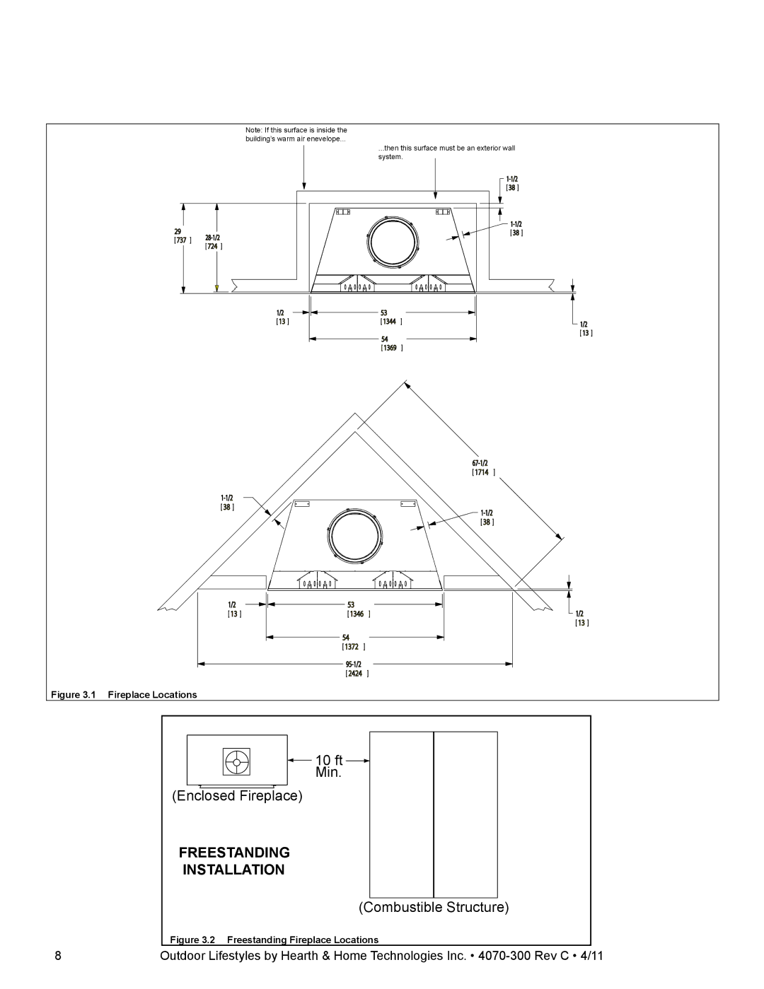 Hearth and Home Technologies CASTLEWOOD 42 owner manual Freestanding Installation 