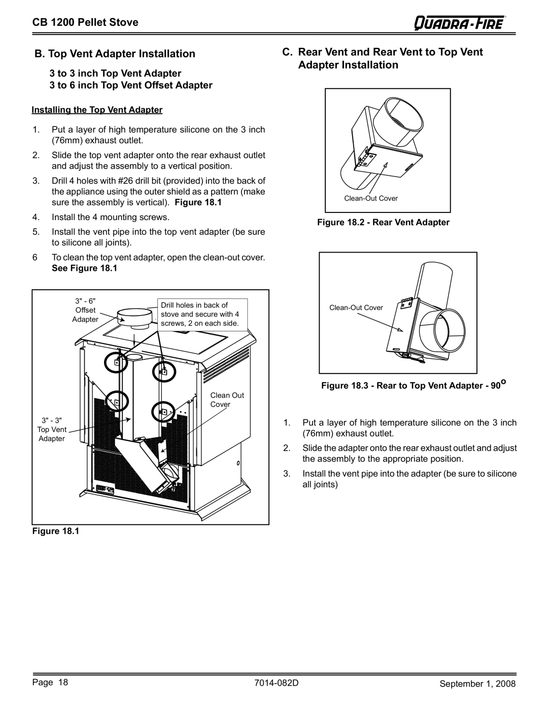 Hearth and Home Technologies CB1200-B CB 1200 Pellet Stove Top Vent Adapter Installation, Installing the Top Vent Adapter 