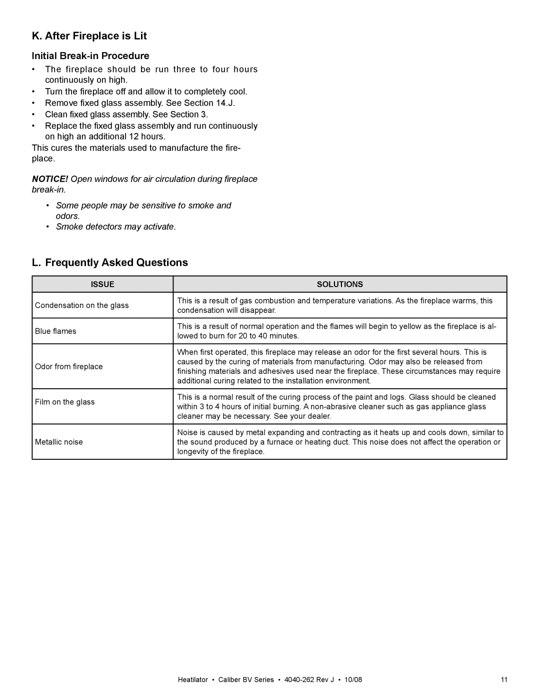 Hearth and Home Technologies CB4842IR, CB4236IR owner manual After Fireplace is Lit, Frequently Asked Questions 