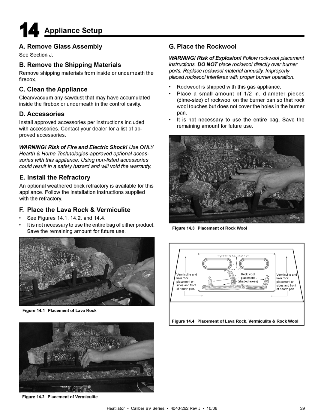 Hearth and Home Technologies CB4842IR, CB4236IR owner manual Appliance Setup 