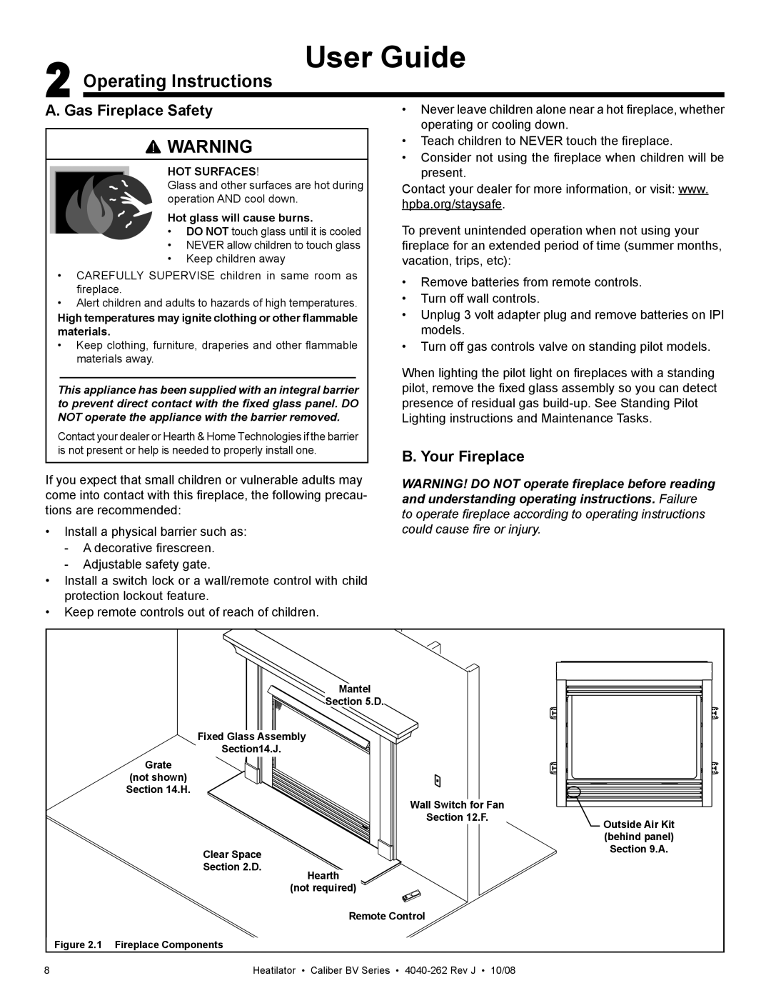 Hearth and Home Technologies CB4236IR, CB4842IR owner manual Operating Instructions, Gas Fireplace Safety, Your Fireplace 