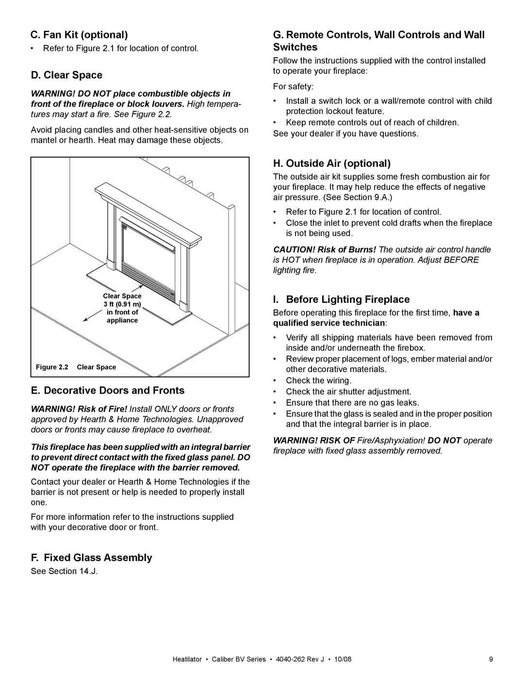 Hearth and Home Technologies CB4842IR Fan Kit optional, Clear Space, Decorative Doors and Fronts, Fixed Glass Assembly 