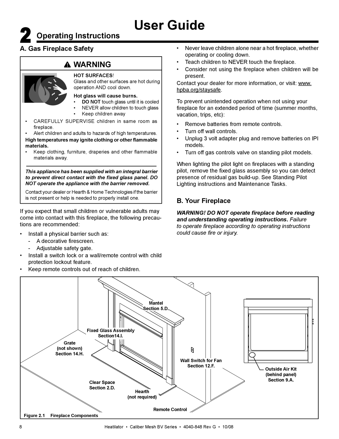 Hearth and Home Technologies CB4842MIR, CB4236MIR owner manual Operating Instructions, Gas Fireplace Safety, Your Fireplace 