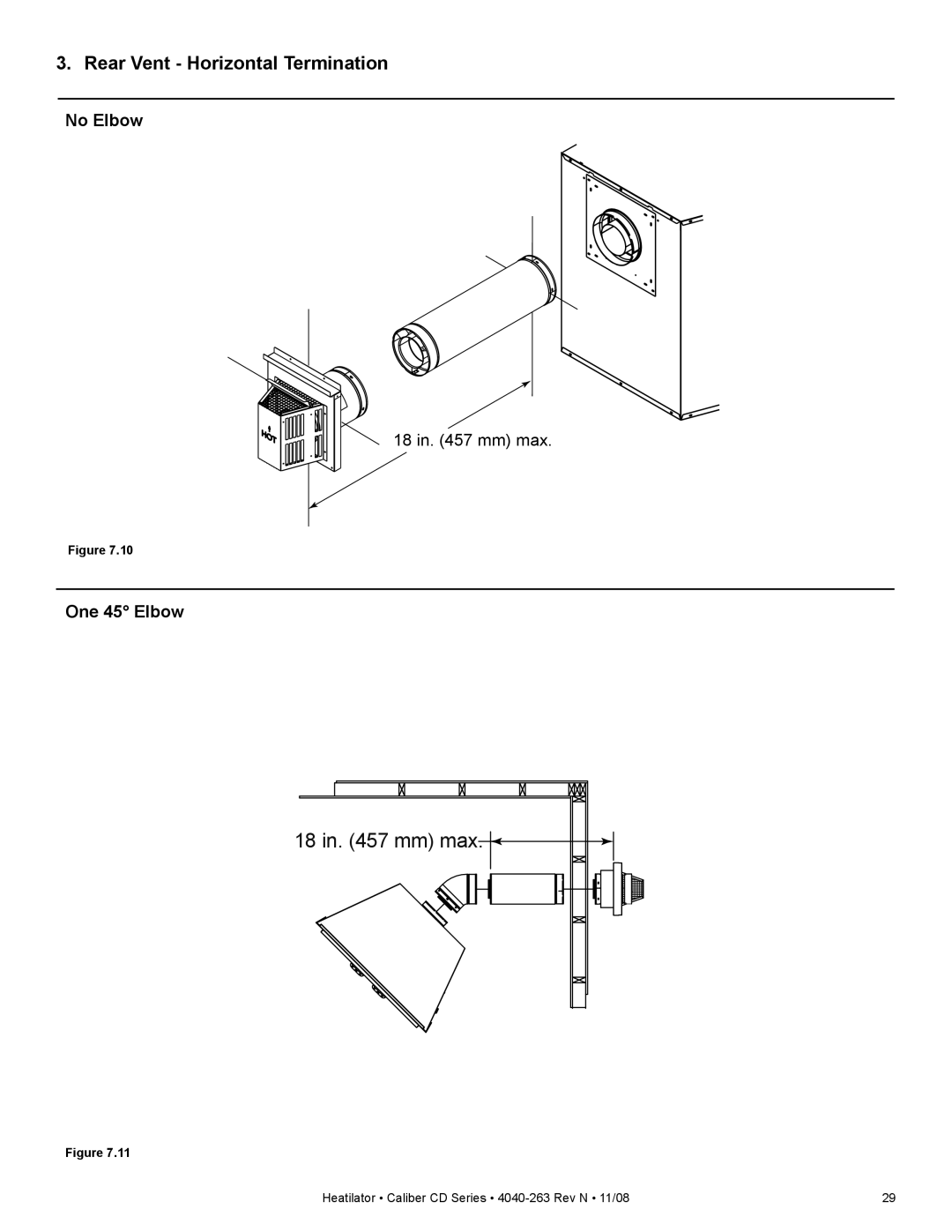 Hearth and Home Technologies CD4236ILR, CD4842ILR, CD4842LR, CD4842R, CD4236R Rear Vent Horizontal Termination, One 45 Elbow 