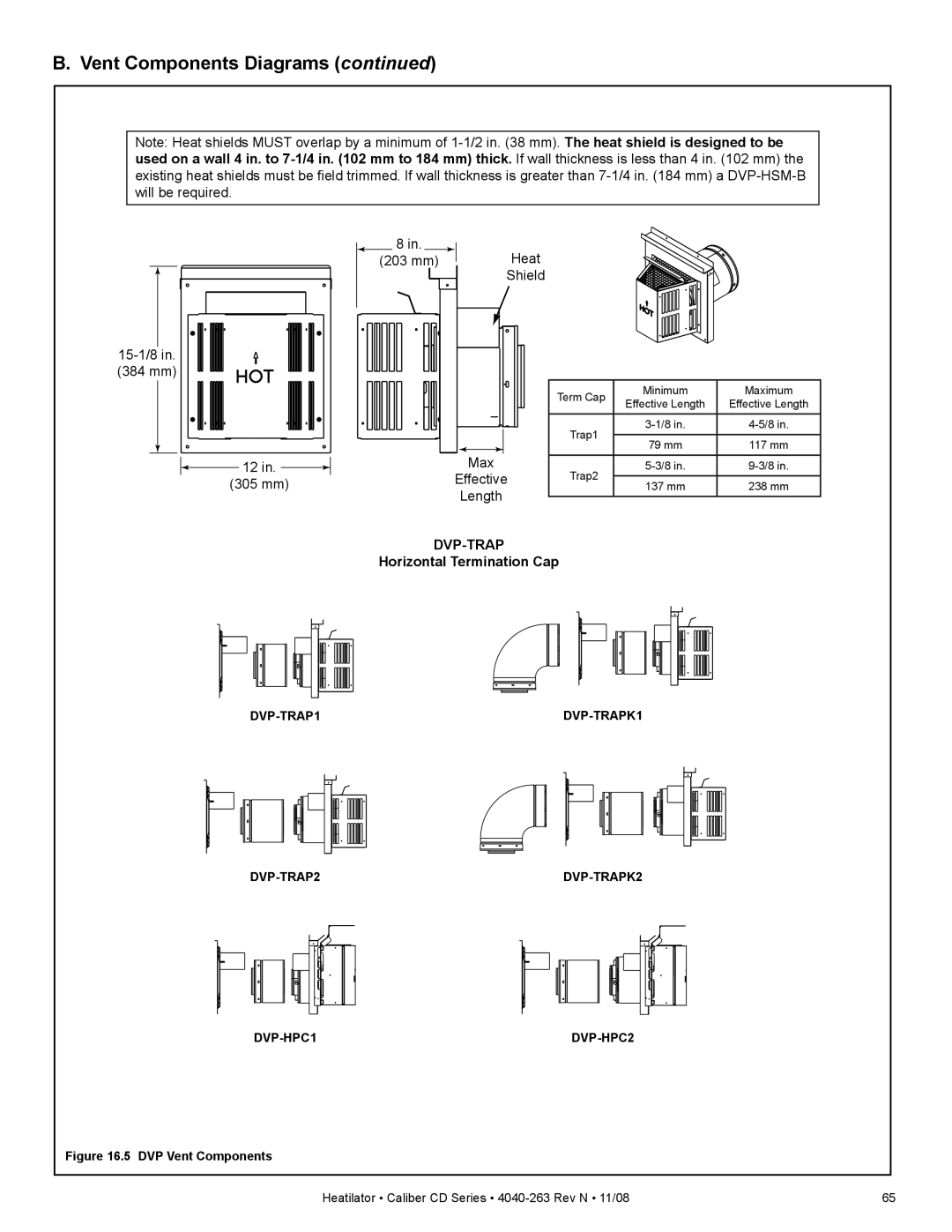 Hearth and Home Technologies CD4842LR, CD4842ILR, CD4842R, CD4236R, CD4236LR, CD4236ILR Dvp-Trap, Horizontal Termination Cap 