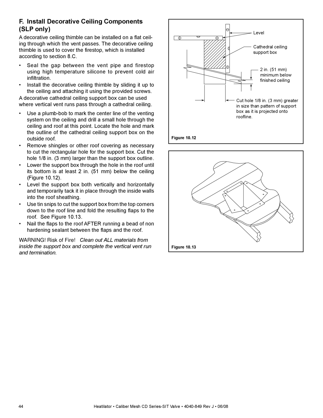 Hearth and Home Technologies CD4236MLR, CD4842MR, CD4842MIR, CD4842MLR Install Decorative Ceiling Components SLP only 