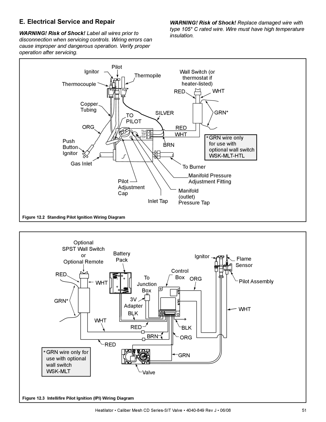 Hearth and Home Technologies CD4842MILR, CD4842MR, CD4842MIR, CD4842MLR, CD4236MLR Electrical Service and Repair, Wsk-Mlt-Htl 