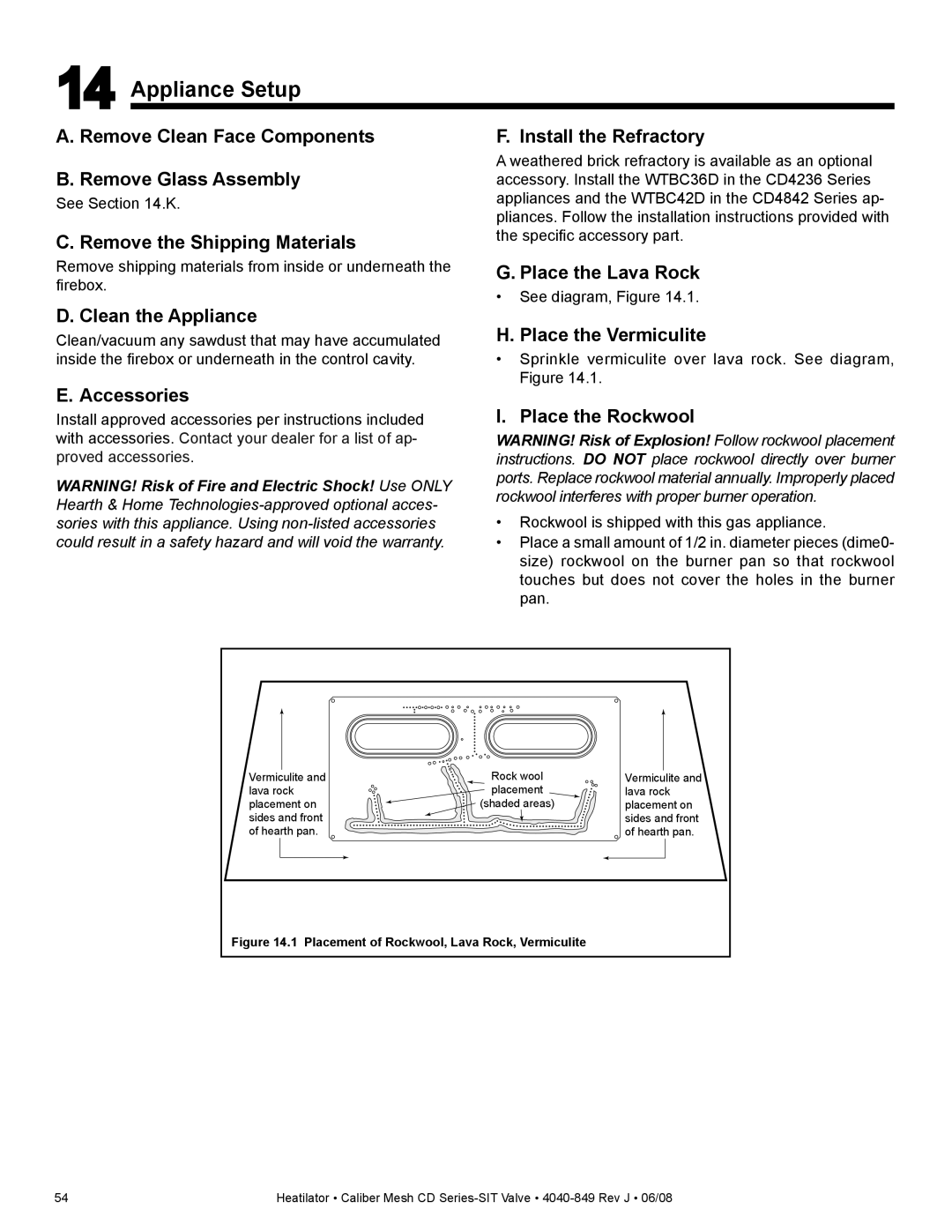 Hearth and Home Technologies CD4236MILR, CD4842MR, CD4842MIR, CD4842MLR, CD4842MILR, CD4236MLR, CD4236MR Appliance Setup 