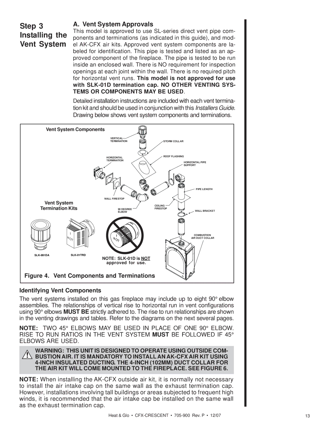 Hearth and Home Technologies CFX-Crescent owner manual Vent System Approvals, Identifying Vent Components 