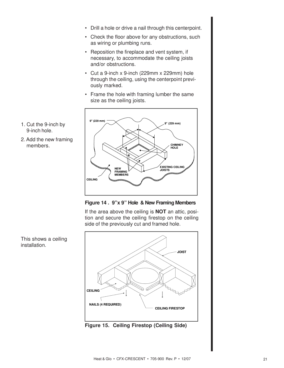 Hearth and Home Technologies CFX-Crescent owner manual Hole & New Framing Members 