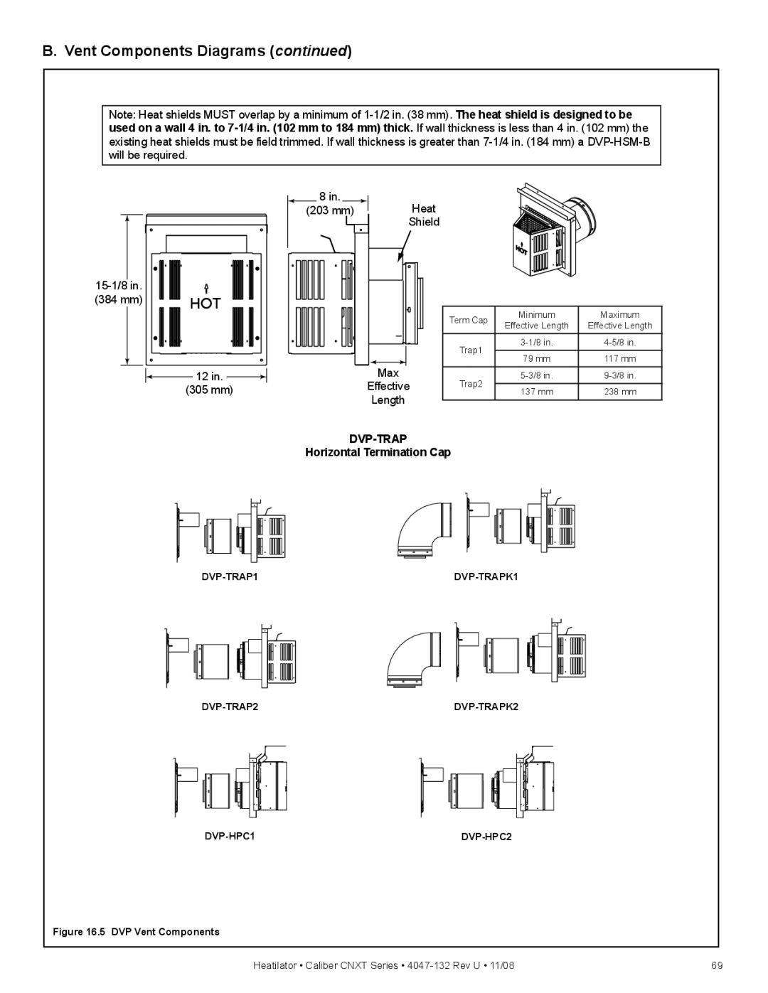 Hearth and Home Technologies CNXT4236ILT, CNXT4842ILT, CNXT4842IH, CNXT4842ILH Dvp-Trap, Horizontal Termination Cap 