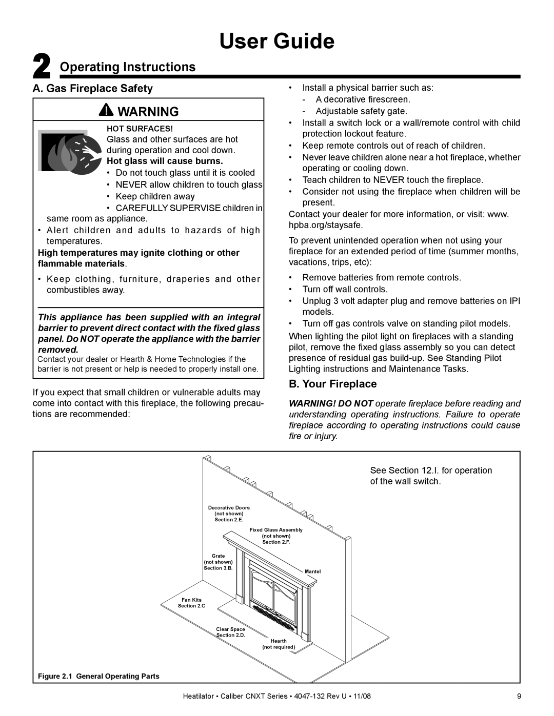 Hearth and Home Technologies CNXT4842IH, CNXT4842ILT Operating Instructions, Gas Fireplace Safety, Your Fireplace 