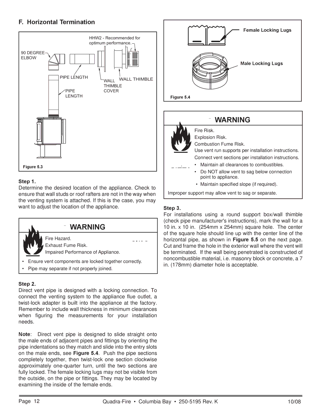 Hearth and Home Technologies COLBAY-FS-B owner manual Horizontal Termination, Step 