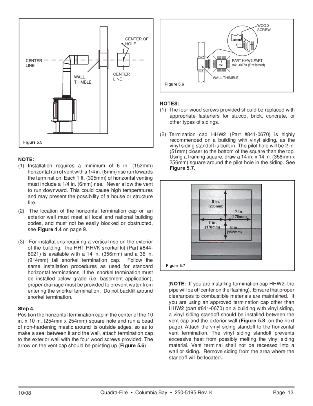 Hearth and Home Technologies COLBAY-FS-B owner manual Wallline Thimble 