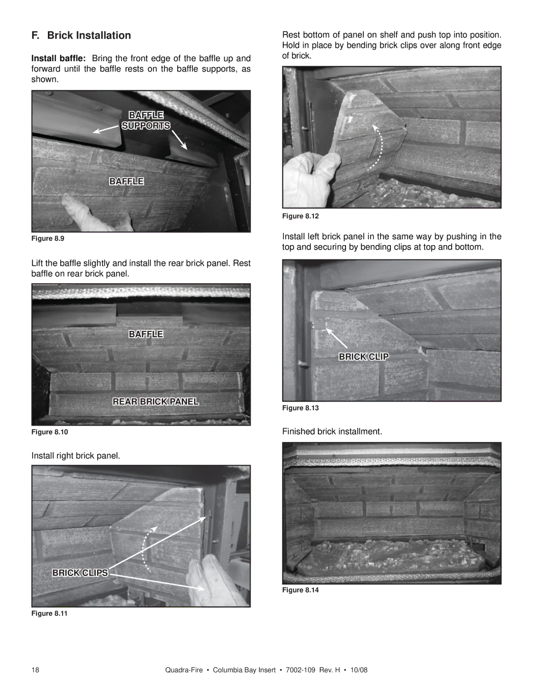 Hearth and Home Technologies COLBAY-INS Brick Installation, Baffle Supports, Baffle Rear Brick Panel, Brick Clips 