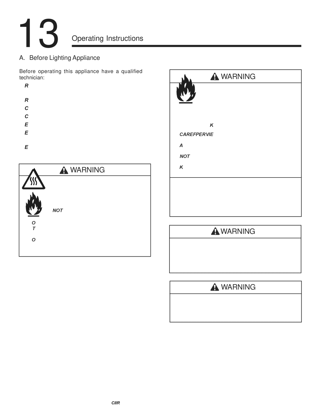 Hearth and Home Technologies Crescent II owner manual Operating Instructions, Before Lighting Appliance 