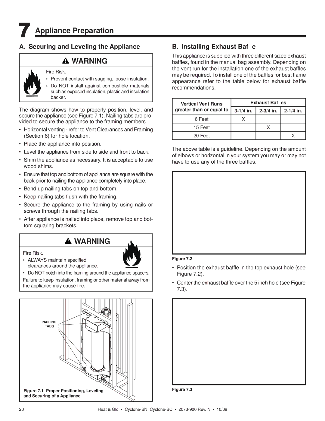 Hearth and Home Technologies Cyclone-BC, Cyclone-BN owner manual Appliance Preparation, Securing and Leveling the Appliance 