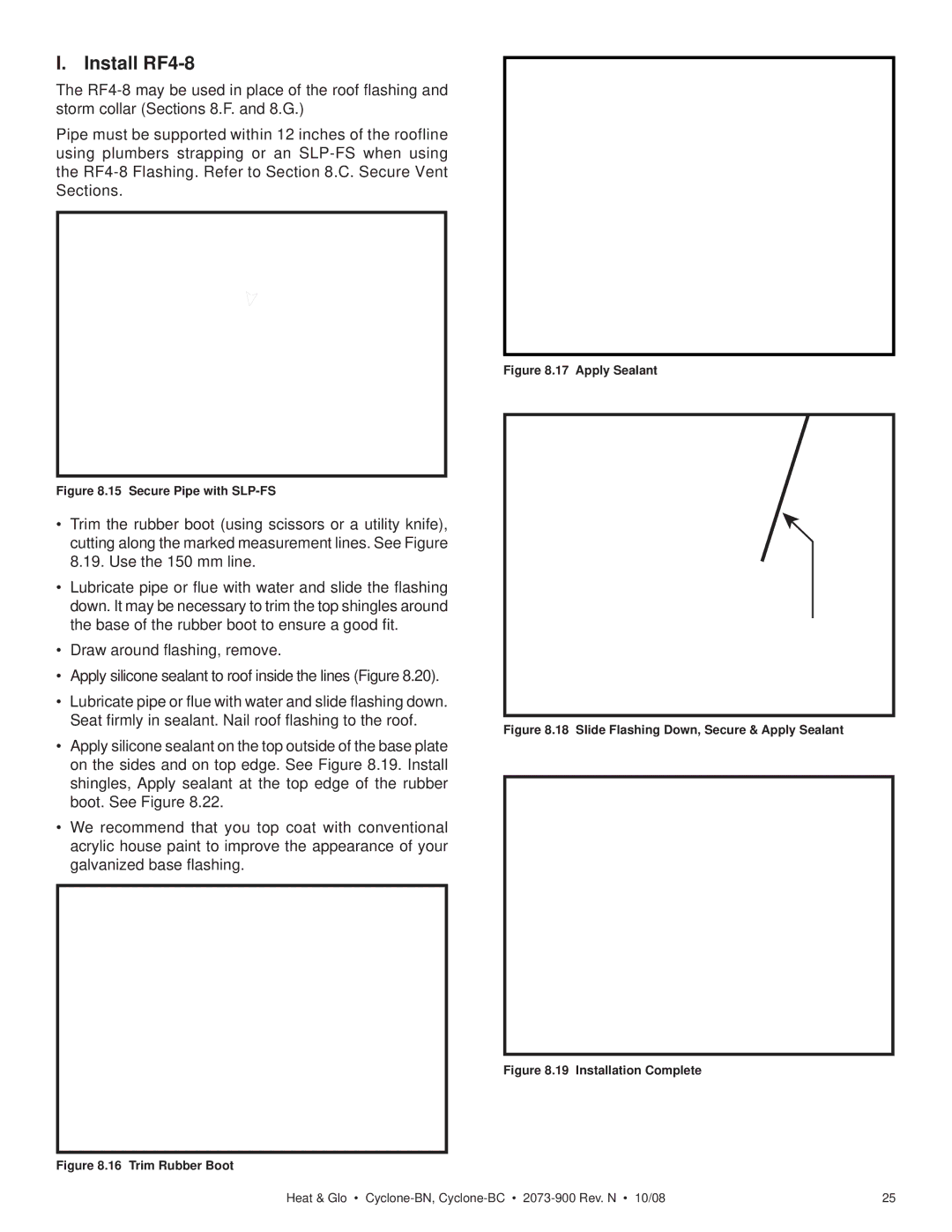 Hearth and Home Technologies Cyclone-BN, Cyclone-BC owner manual Install RF4-8, Apply Sealant TOP & Partial Sides 