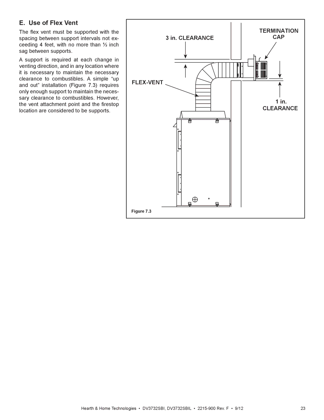 Hearth and Home Technologies DV3732SBIL manual Use of Flex Vent 