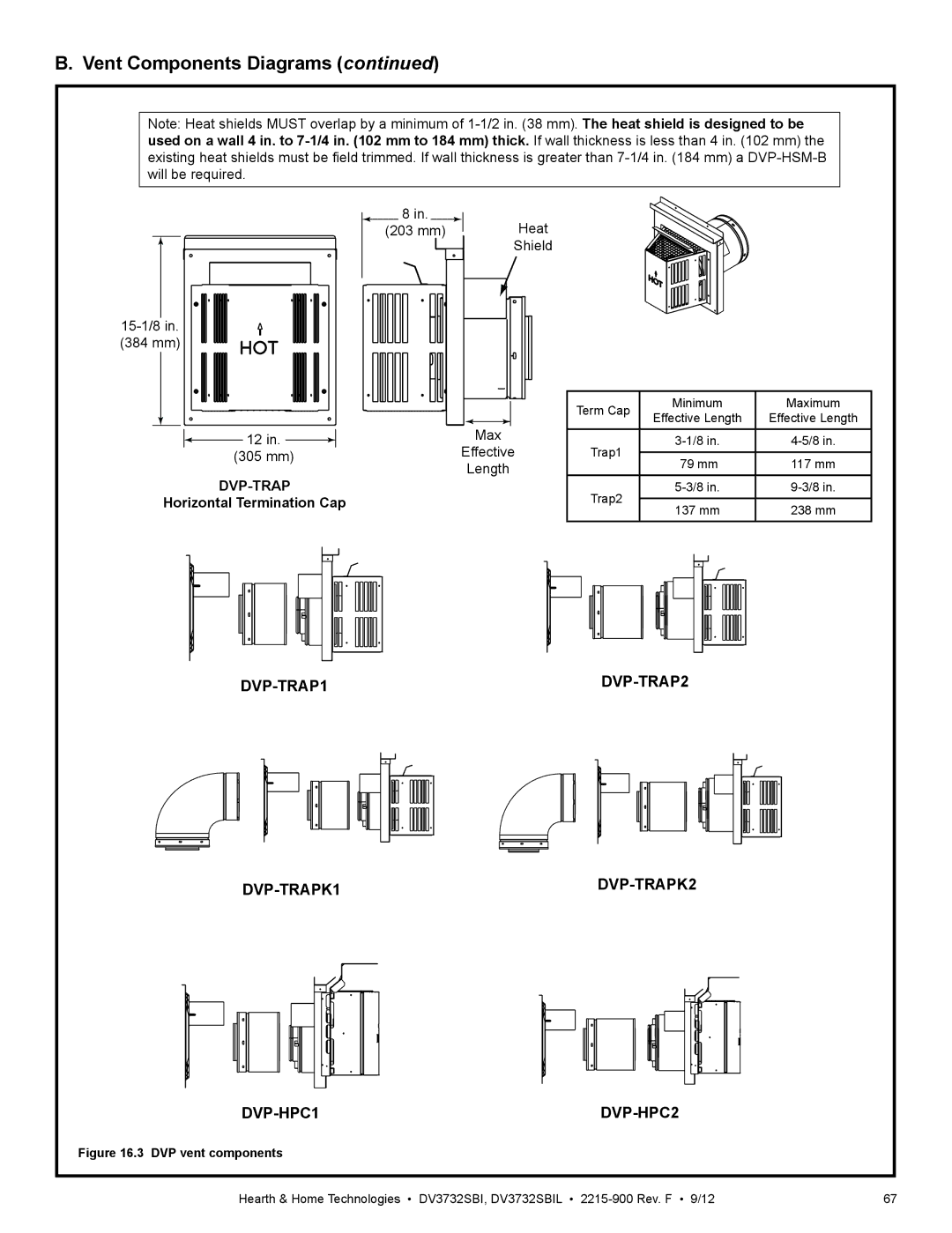 Hearth and Home Technologies DV3732SBIL manual Dvp-Trap, DVP vent components 