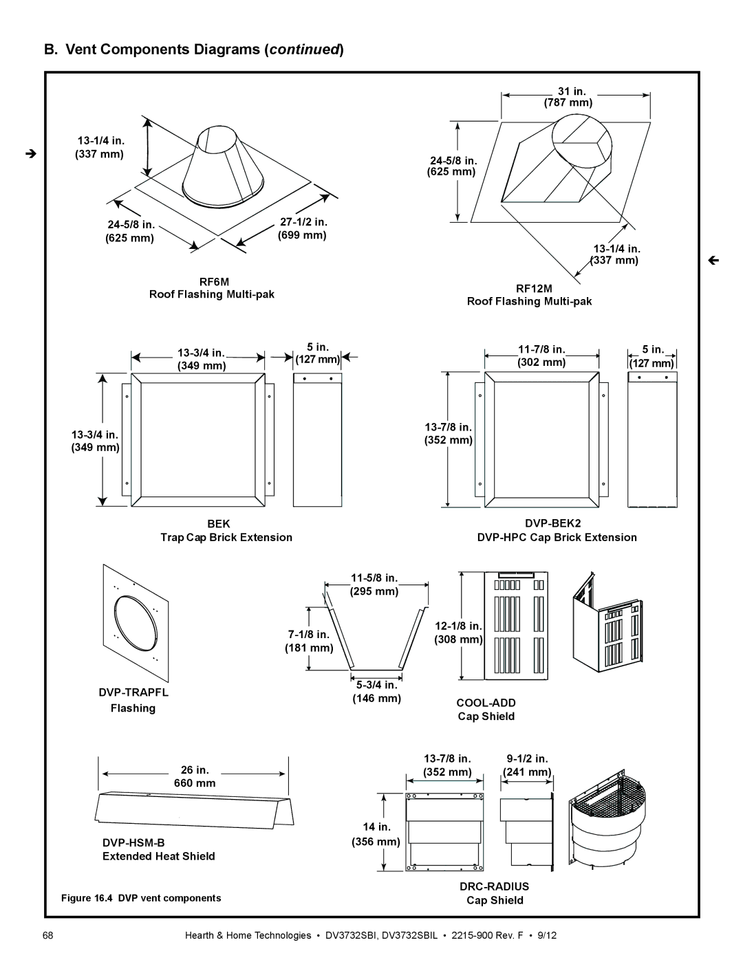 Hearth and Home Technologies DV3732SBIL manual RF6M RF12M, BEK DVP-BEK2, Dvp-Trapfl, Cool-Add, Dvp-Hsm-B, Drc-Radius 