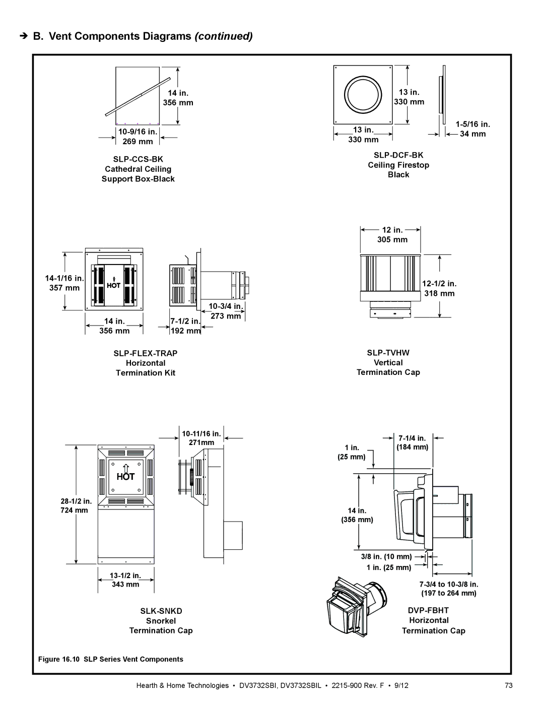 Hearth and Home Technologies DV3732SBIL manual Slp-Ccs-Bk Slp-Dcf-Bk, Slp-Flex-Trap Slp-Tvhw, Slk-Snkd Dvp-Fbht 