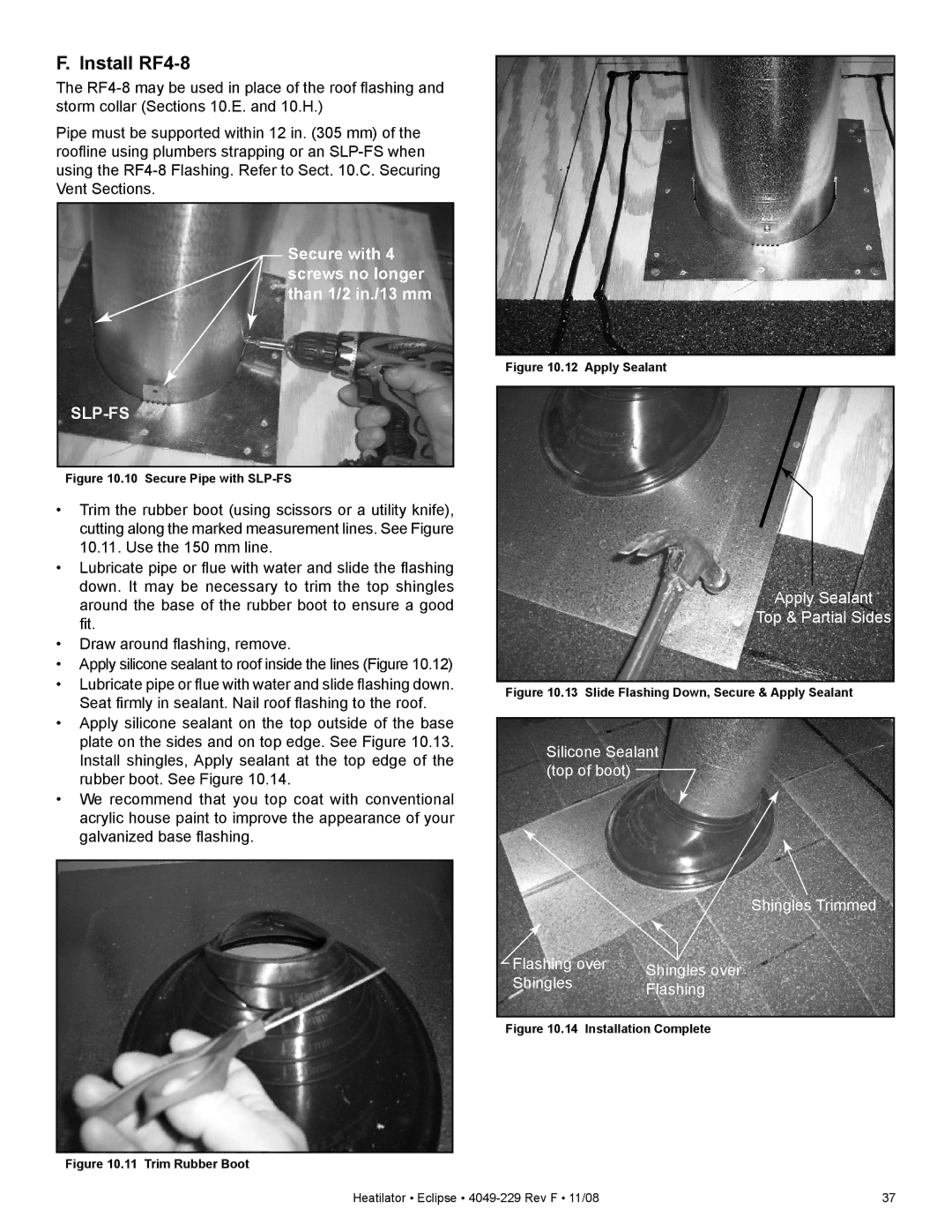 Hearth and Home Technologies EDV3633L, EDV3633IL owner manual Install RF4-8, Slp-Fs 