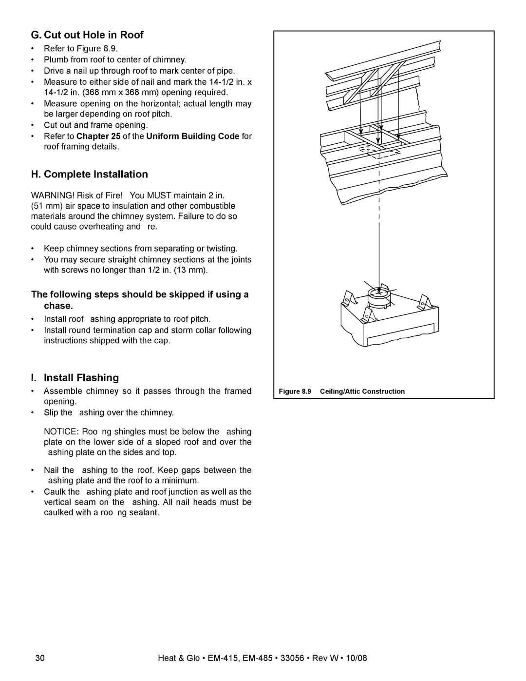 Hearth and Home Technologies EM-415 - 36, EM-485T - 42 Cut out Hole in Roof, Complete Installation, Install Flashing 