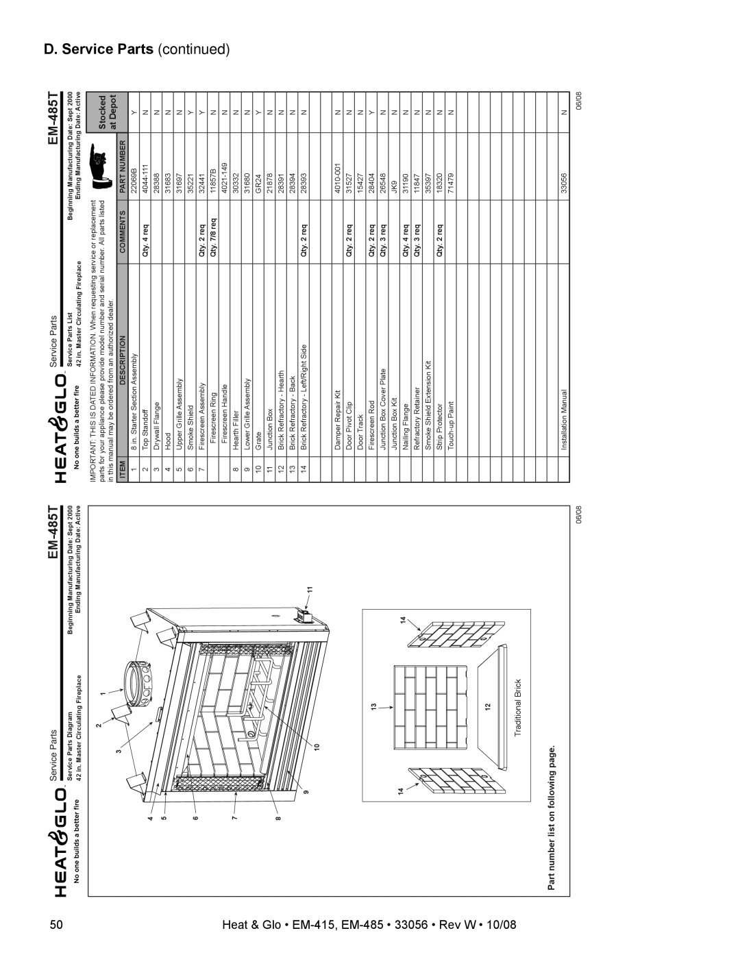 Hearth and Home Technologies EM-415 - 36, EM-485T - 42 owner manual 