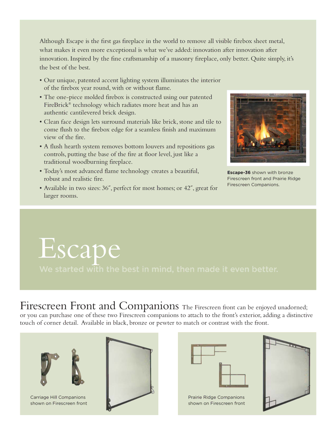 Hearth and Home Technologies ESCAPE-36DV manual Escape 