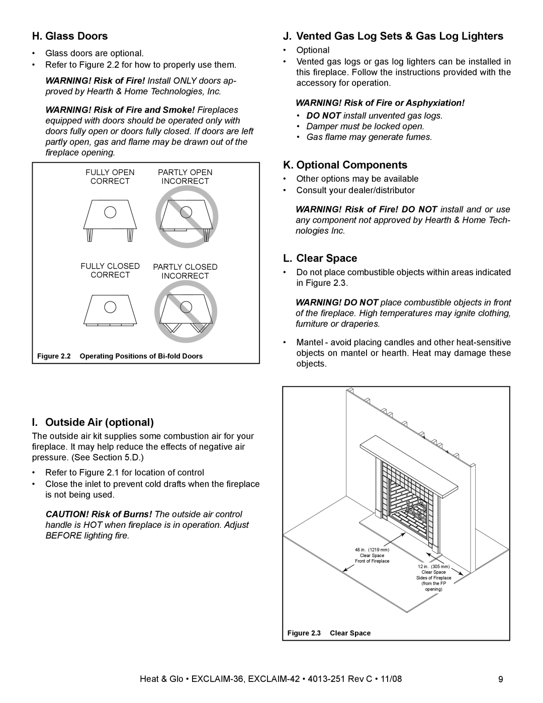 Hearth and Home Technologies EXCLAIM-36 Glass Doors, Vented Gas Log Sets & Gas Log Lighters, Optional Components 