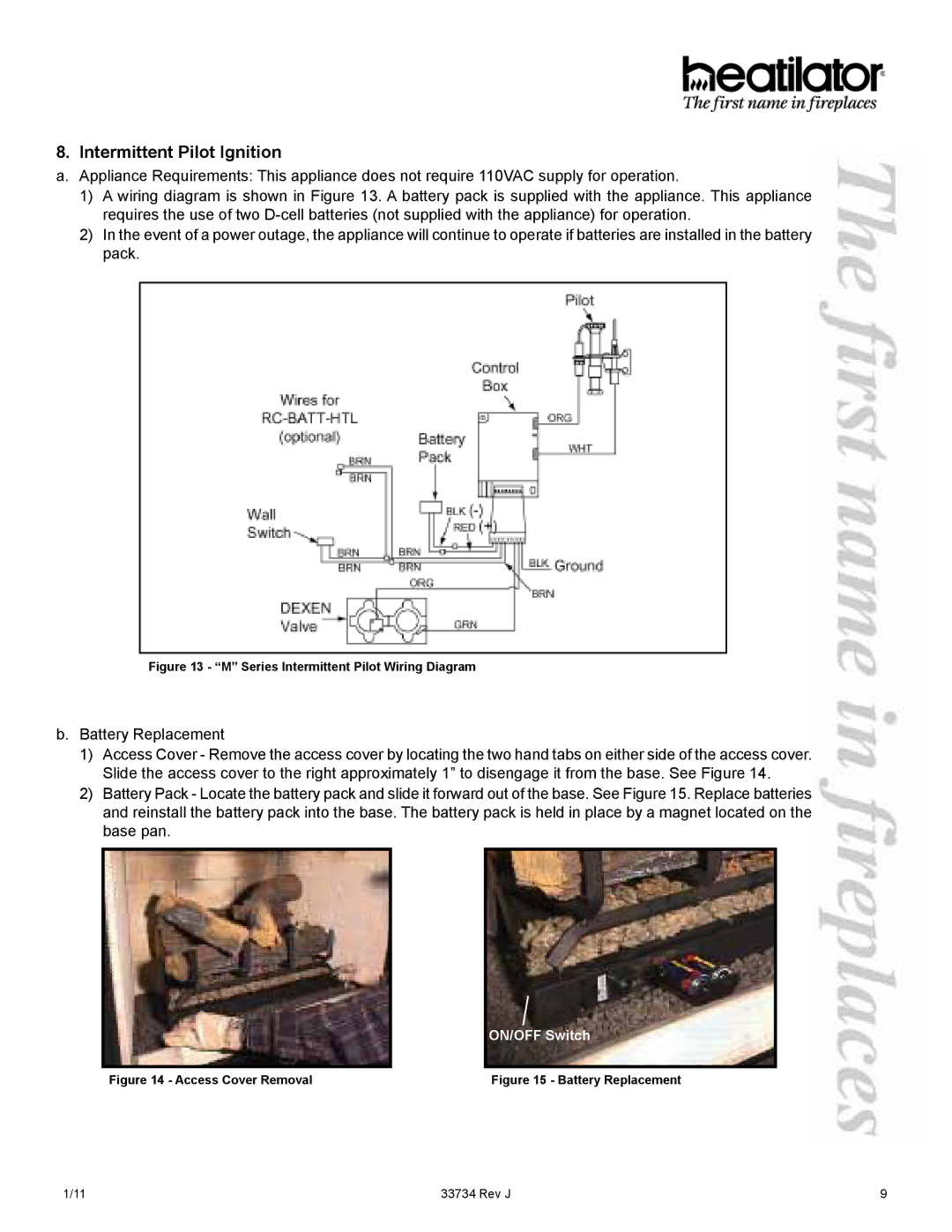 Hearth and Home Technologies FI42ML, FI42S, FI36S Intermittent Pilot Ignition, Series Intermittent Pilot Wiring Diagram 