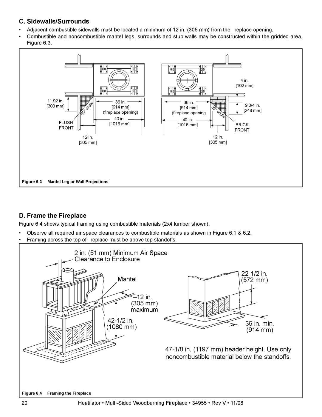 Hearth and Home Technologies FL92 owner manual Sidewalls/Surrounds, Frame the Fireplace 