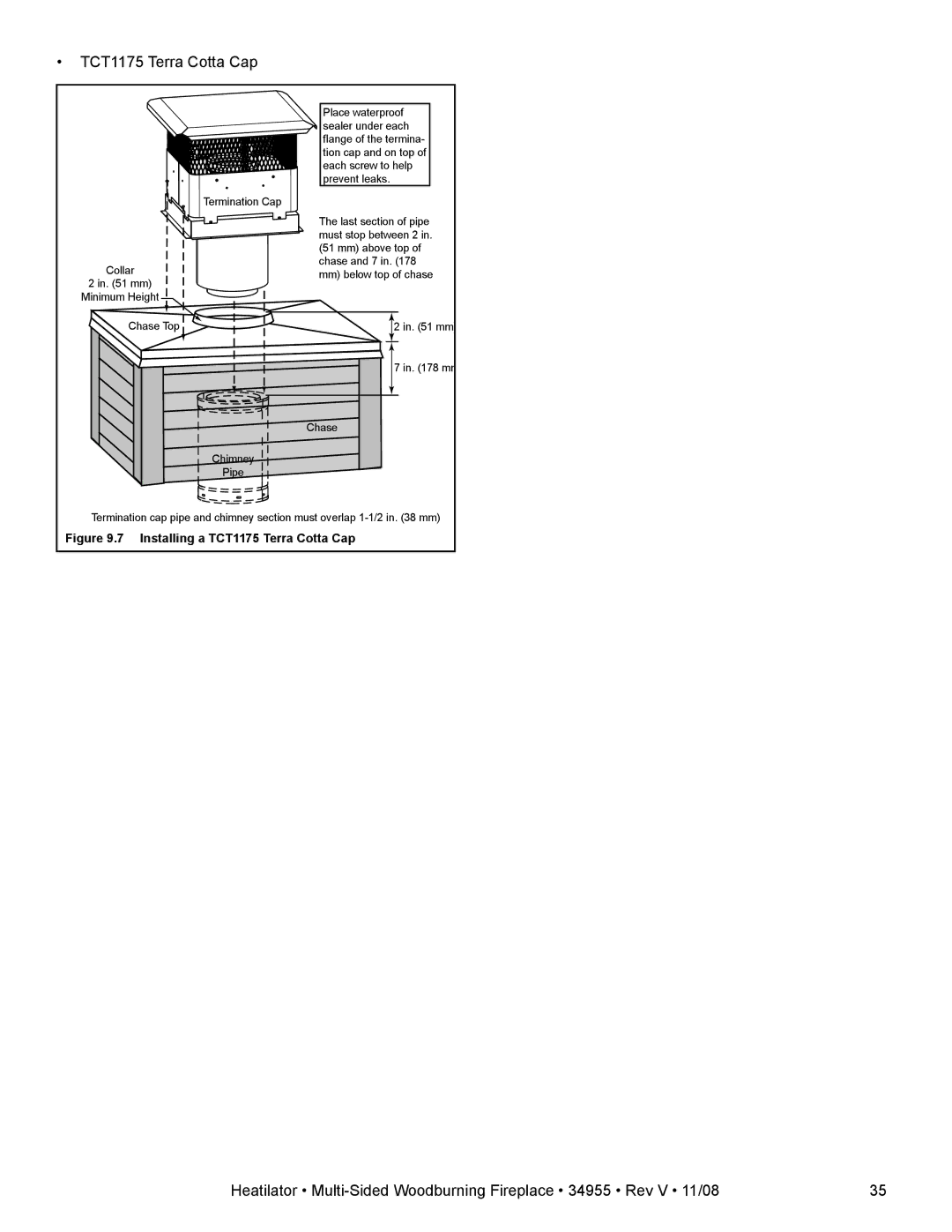 Hearth and Home Technologies FL92 owner manual TCT1175 Terra Cotta Cap 