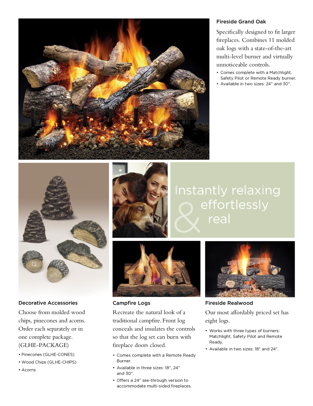 Hearth and Home Technologies Gas Logs manual Instantly relaxing &effortlessly real 