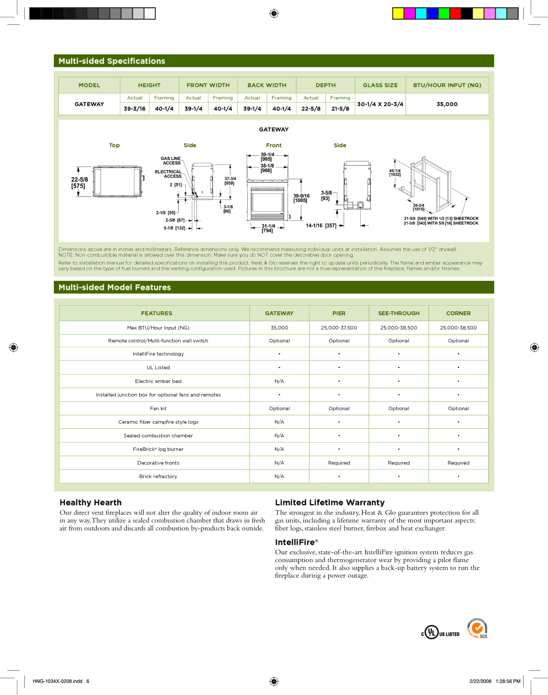 Hearth and Home Technologies GATEWAY manual 39-3/16 40-1/4 39-1/4 22-5/8 21-5/8 30-1/4 X 20-3/4 35,000, 14-1/16 