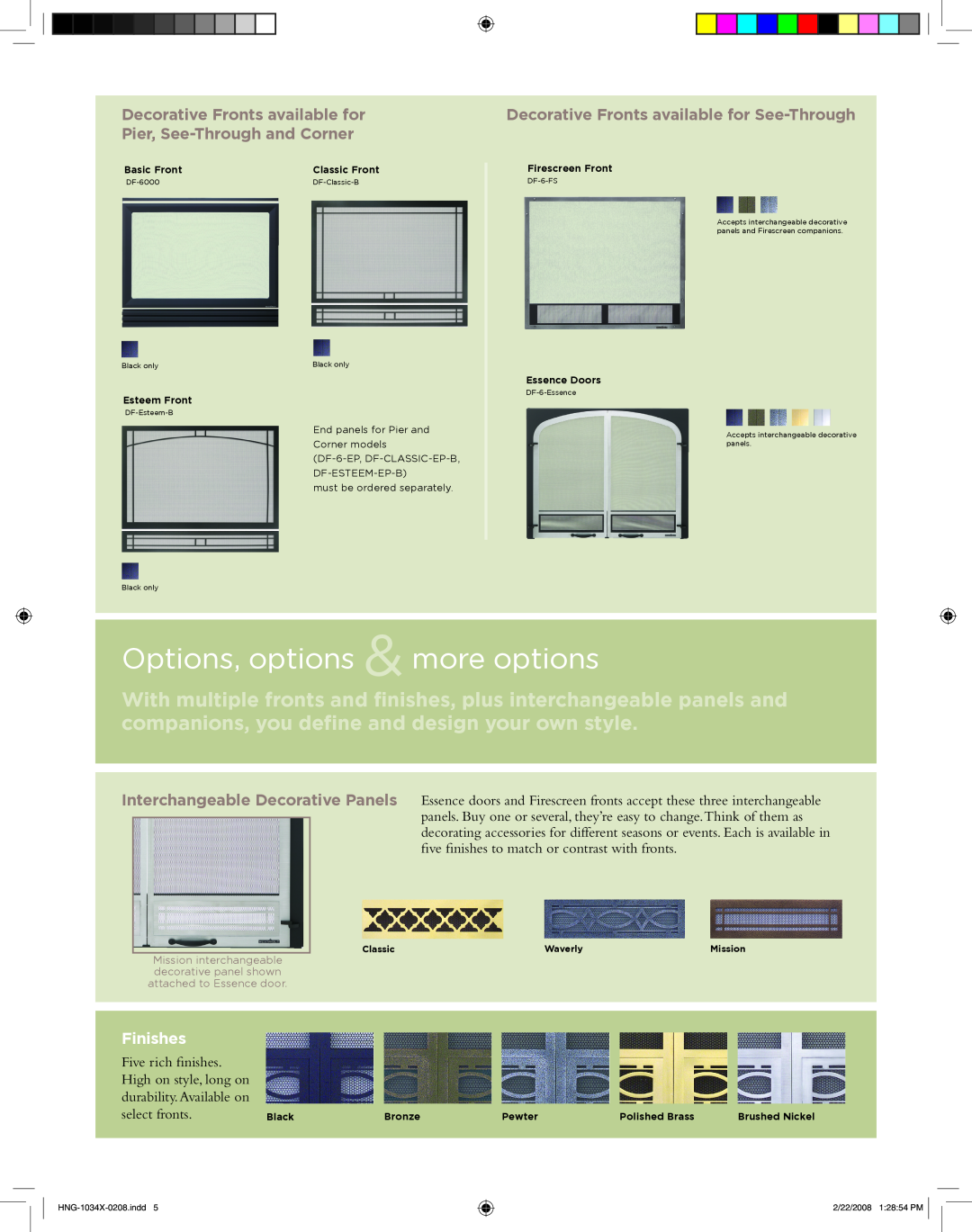 Hearth and Home Technologies GATEWAY manual Options, options & more options, Decorative Fronts available for See-Through 
