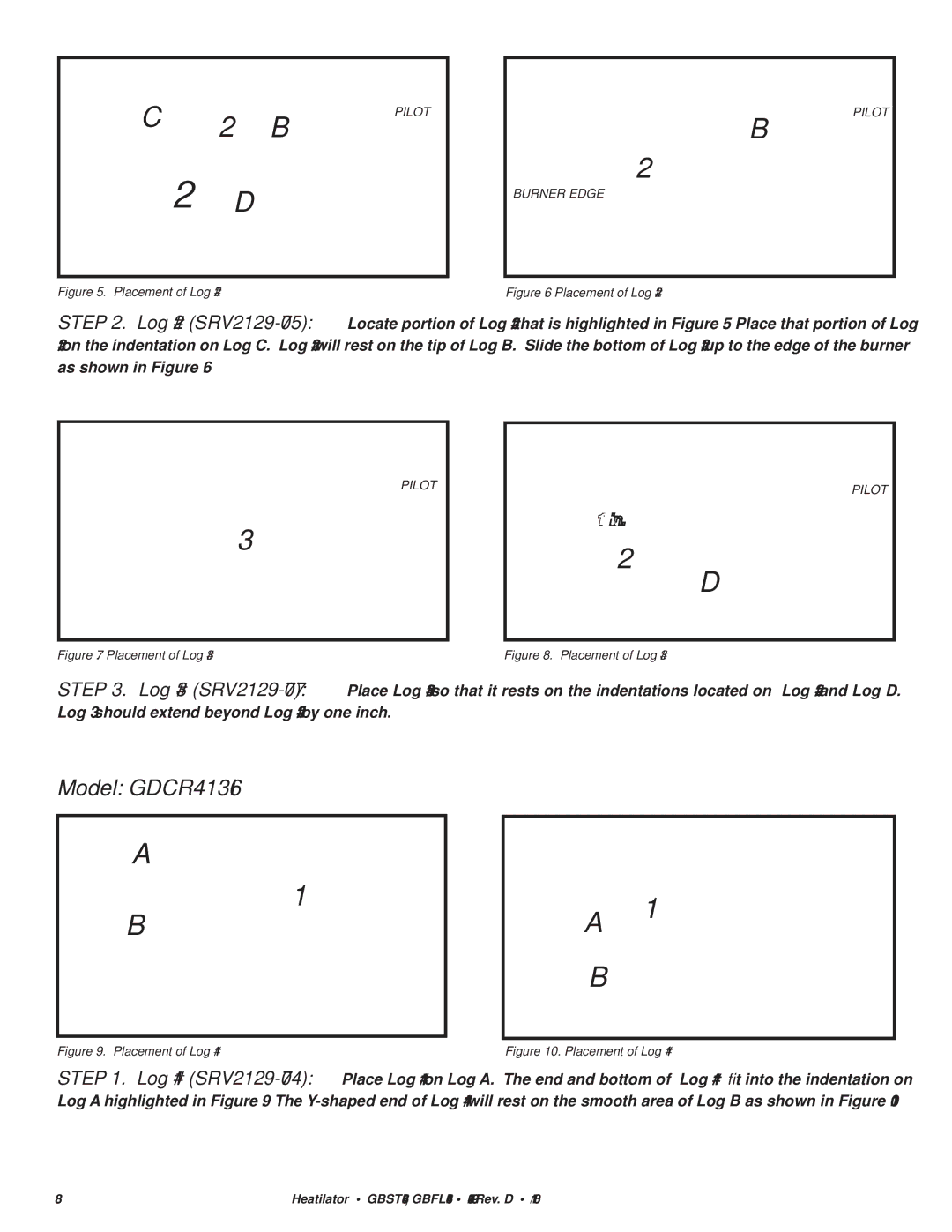 Hearth and Home Technologies GBFL4136I, GBST4336I owner manual Model GDCR4136I, Placement of Log #2 