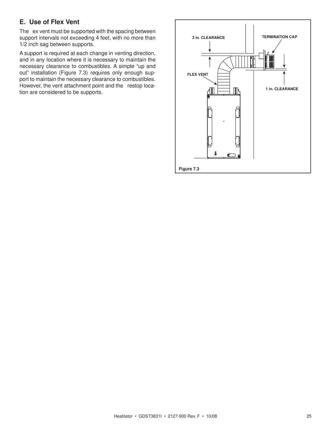 Hearth and Home Technologies GDST3831I owner manual Use of Flex Vent 