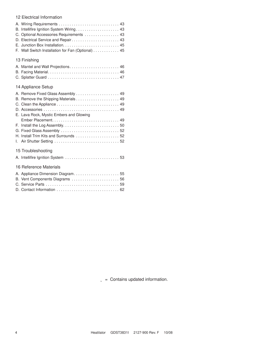 Hearth and Home Technologies GDST3831I owner manual Electrical Information, Finishing, Appliance Setup, Troubleshooting 