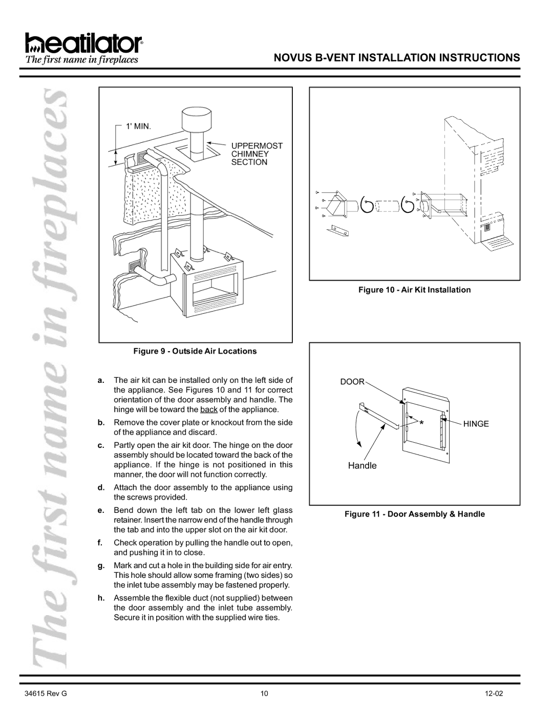 Hearth and Home Technologies GNBC36, GNBC30, GNBC33 manual Outside Air Locations 