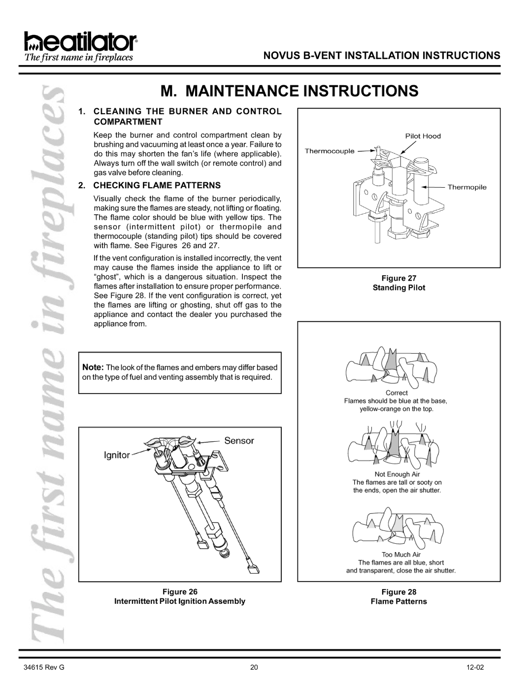 Hearth and Home Technologies GNBC33, GNBC30, GNBC36 Maintenance Instructions, Cleaning the Burner and Control Compartment 