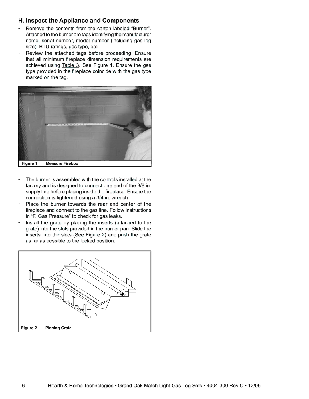 Hearth and Home Technologies GO24MTCH, GO30MTCH Inspect the Appliance and Components, Measure Firebox 