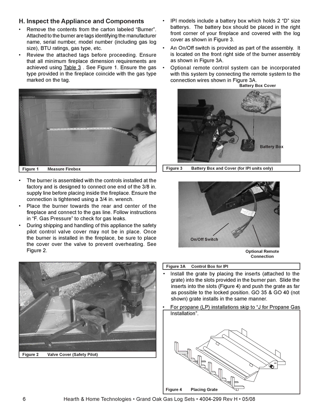 Hearth and Home Technologies GO35SP-REM-LP, GO35SP-REM-NG, GO30SP-LP Inspect the Appliance and Components, Measure Firebox 