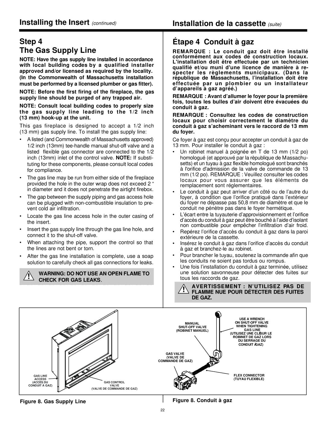 Hearth and Home Technologies Grand-XT, Supreme-XT manual Installing the Insert Step Gas Supply Line 