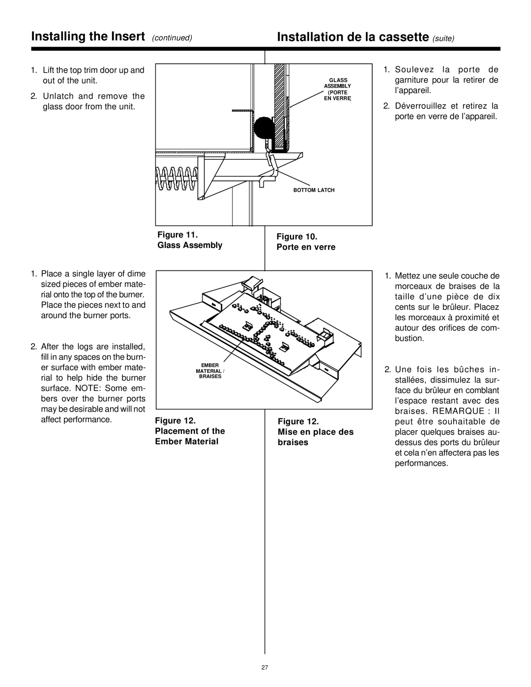 Hearth and Home Technologies Supreme-XT Glass Assembly Porte en verre, Placement Mise en place des Ember Material Braises 