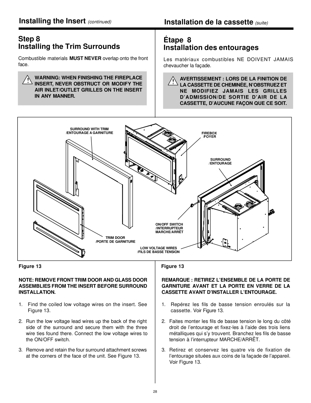 Hearth and Home Technologies Grand-XT, Supreme-XT manual Avertissement Lors DE LA Finition DE 