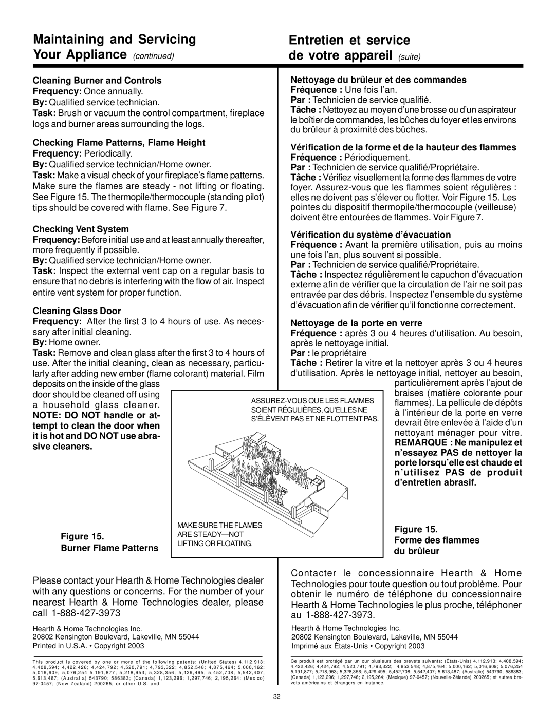 Hearth and Home Technologies Grand-XT manual Checking Vent System Vérification du système d’évacuation, Cleaning Glass Door 